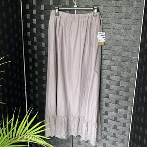Gray Maxi Skirt with Lace Hem